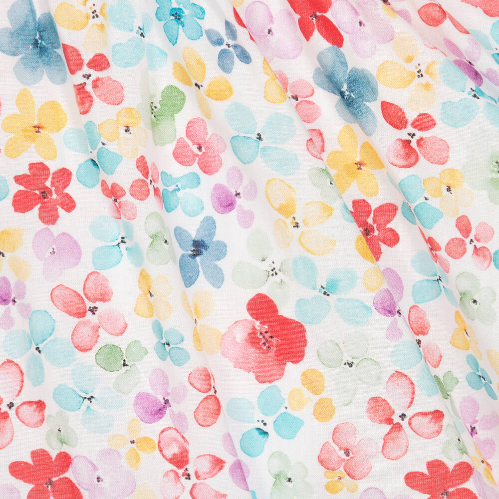 Mayoral-Baby Girls Blue & Pink Cotton Floral Dress | Childrensalon Outlet