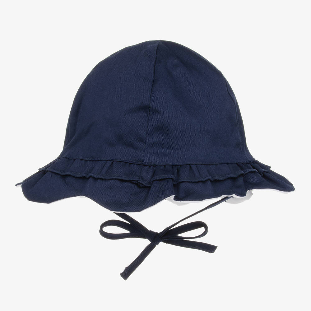 Mayoral-Baby Girls Blue Reversible Sun Hat | Childrensalon Outlet