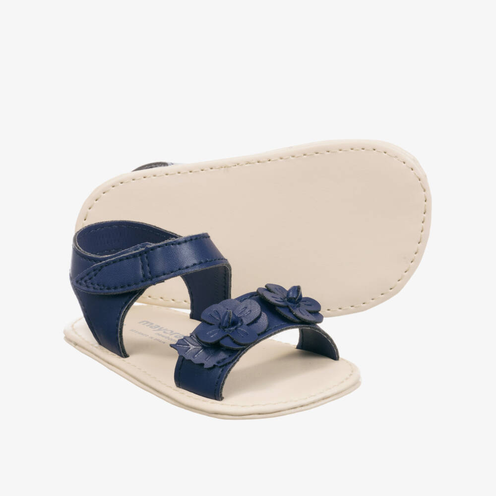 Mayoral Newborn-صندل جلد إصطناعي لون كحلي للمولودات | Childrensalon Outlet