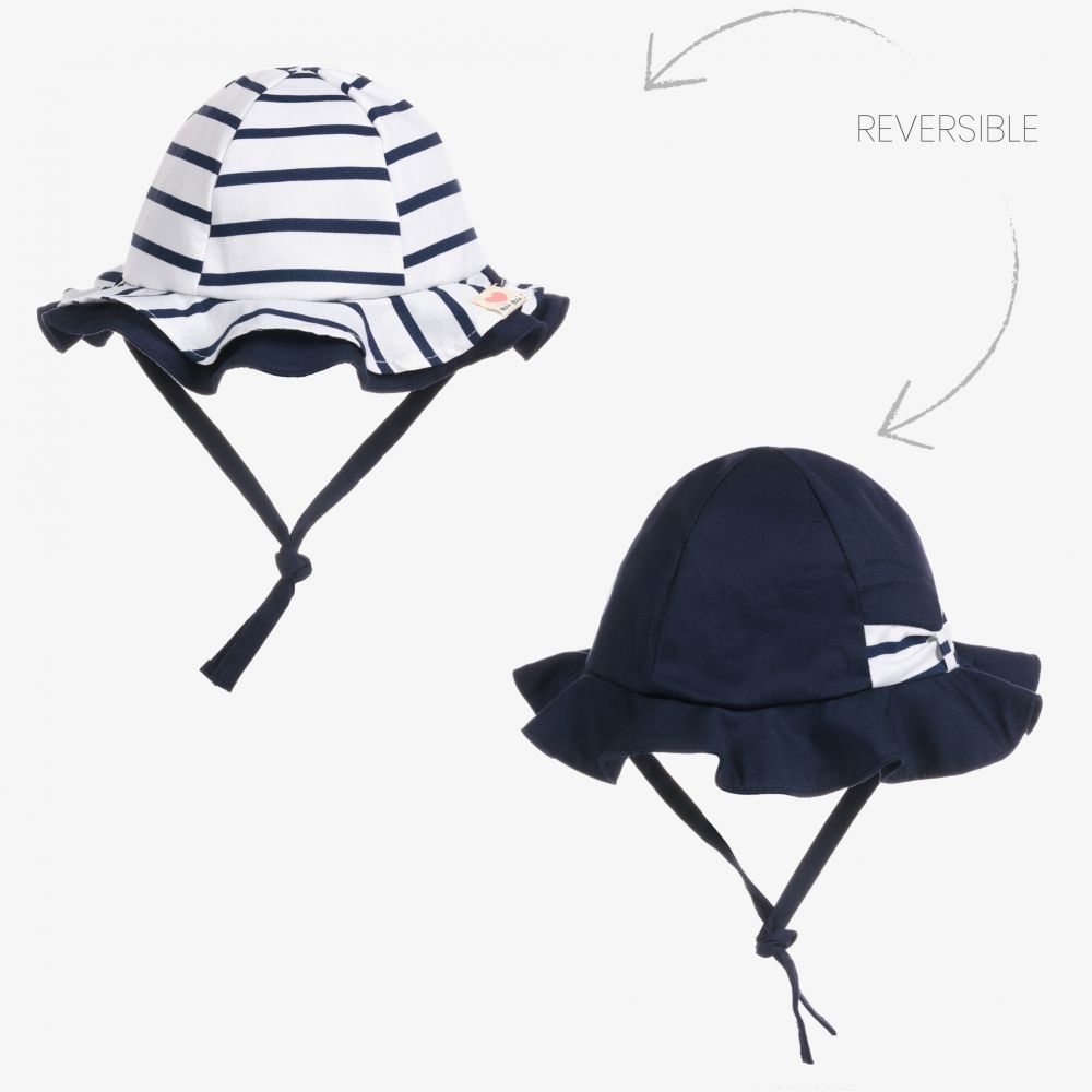 Mayoral Newborn - Blau gestreifter Baby-Sonnenhut (M) | Childrensalon