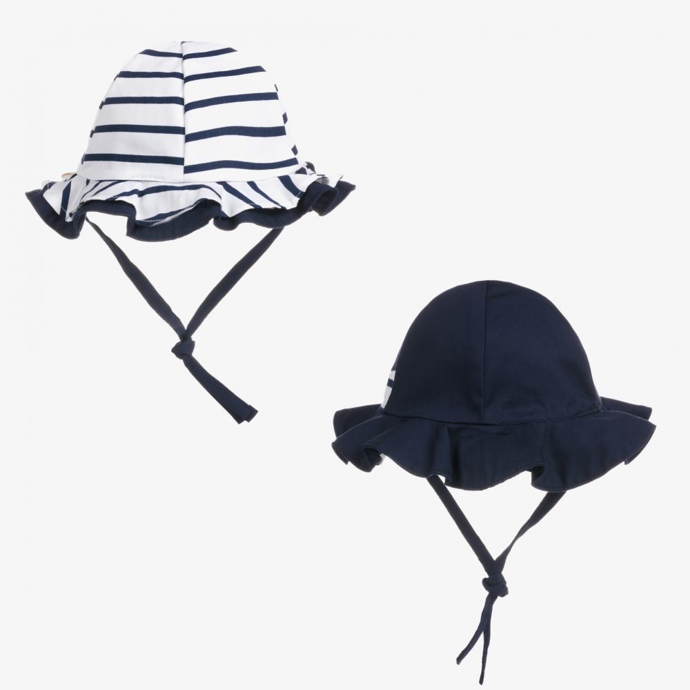 Mayoral Newborn-Baby Girls Blue Stripe Sun Hat | Childrensalon Outlet