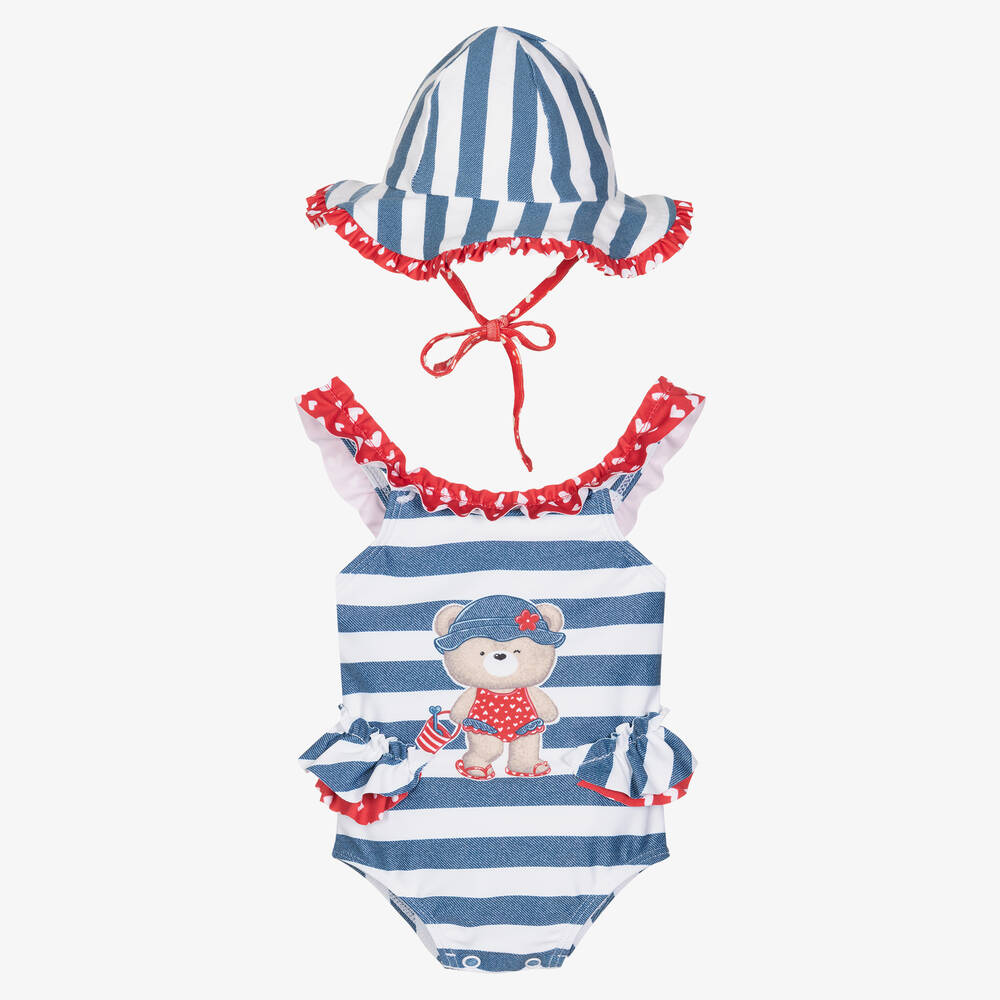 Mayoral - Ensemble maillot de bain bleu rayé | Childrensalon