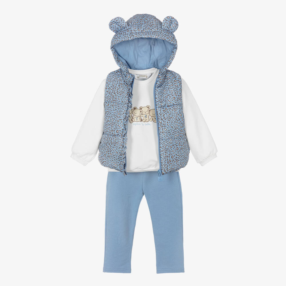 Mayoral Newborn-Baby Girls Blue & White Gillet Set | Childrensalon Outlet