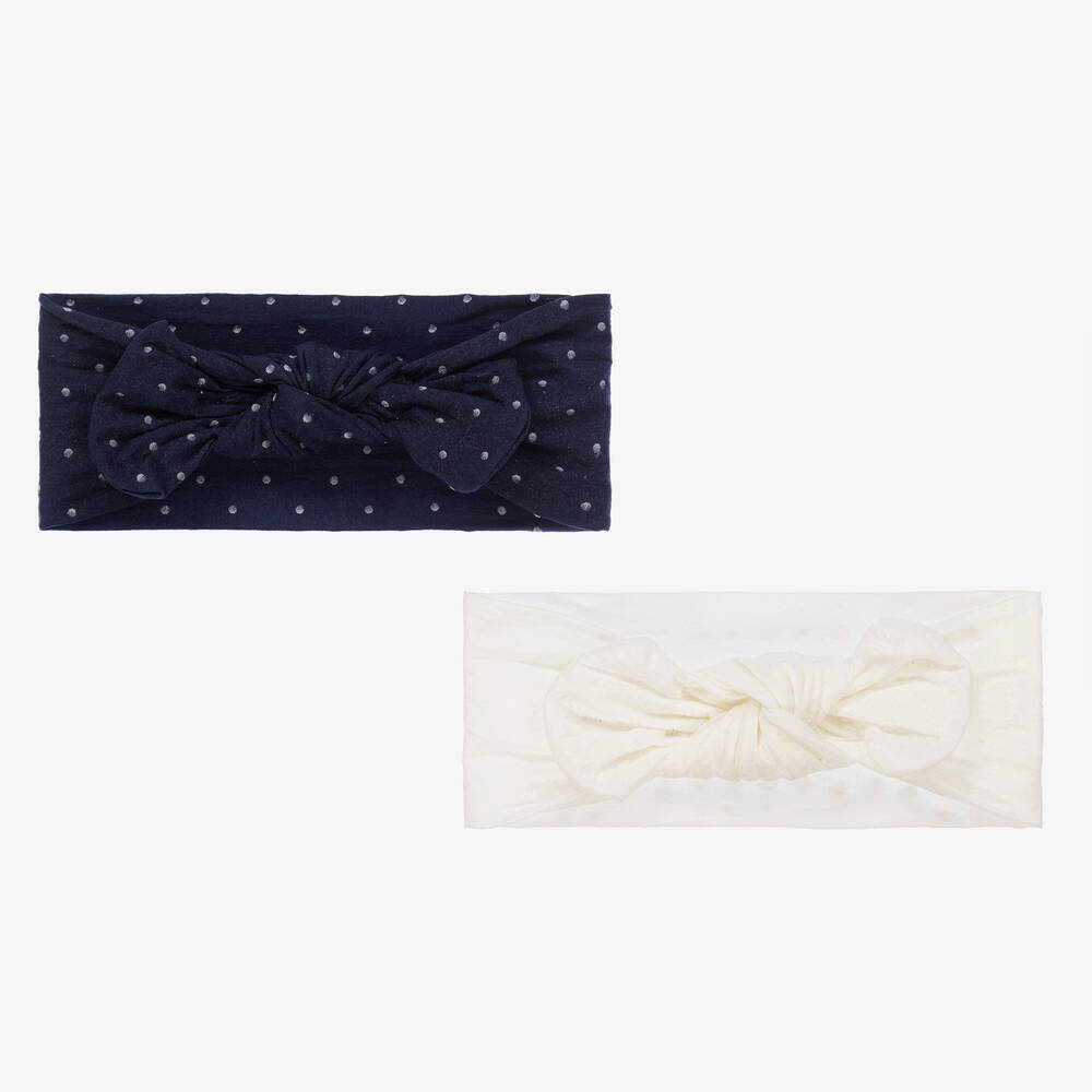 Mayoral - Baby Girls Blue & White Headbands (2 Pack) | Childrensalon