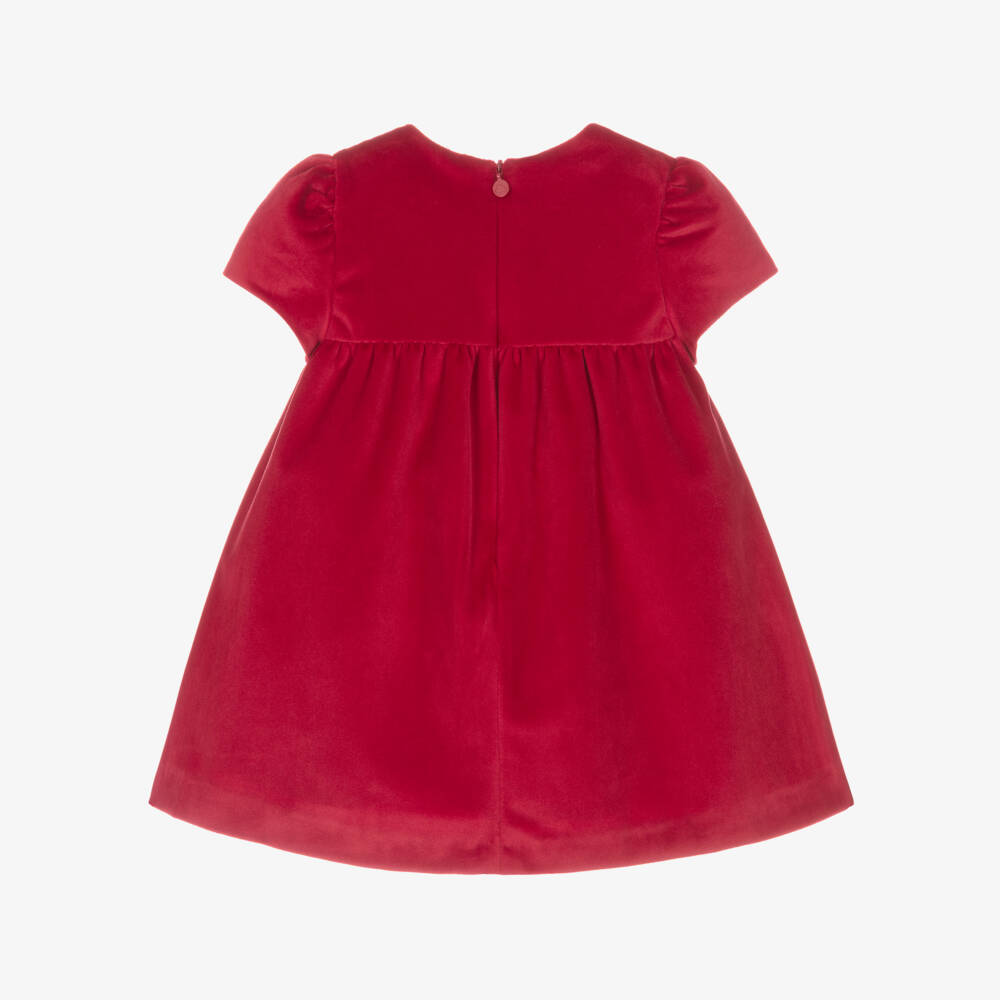 Mayoral Newborn-Baby Girls Cherry Red Smocked Velvet Dress | Childrensalon Outlet