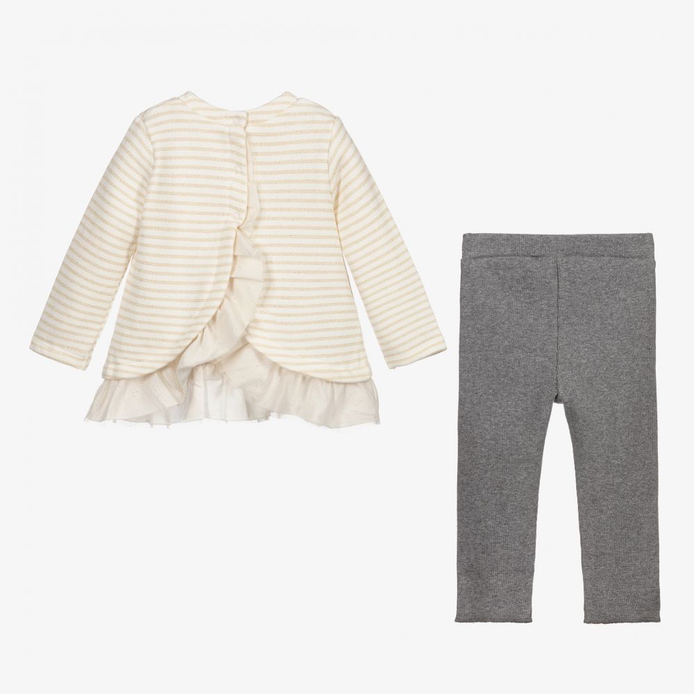 Mayoral Для новорожденных-Кремовый топ и серые легинсы из хлопка для девочек | Childrensalon Outlet