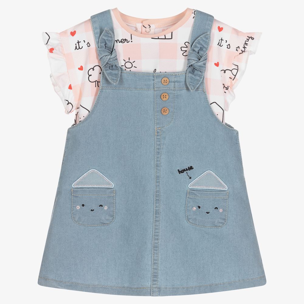 Mayoral Newborn-Baby Girls Denim Dress Set | Childrensalon Outlet