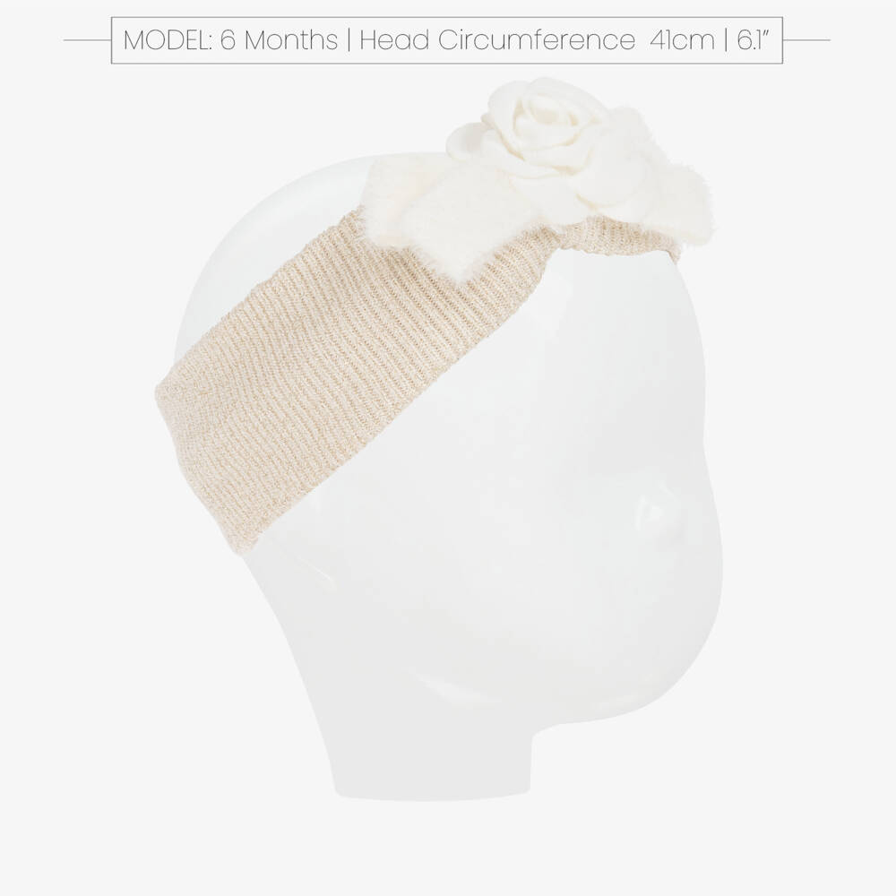 Mayoral Newborn-Baby Girls Glittery Gold Flower & Bow Headband | Childrensalon Outlet