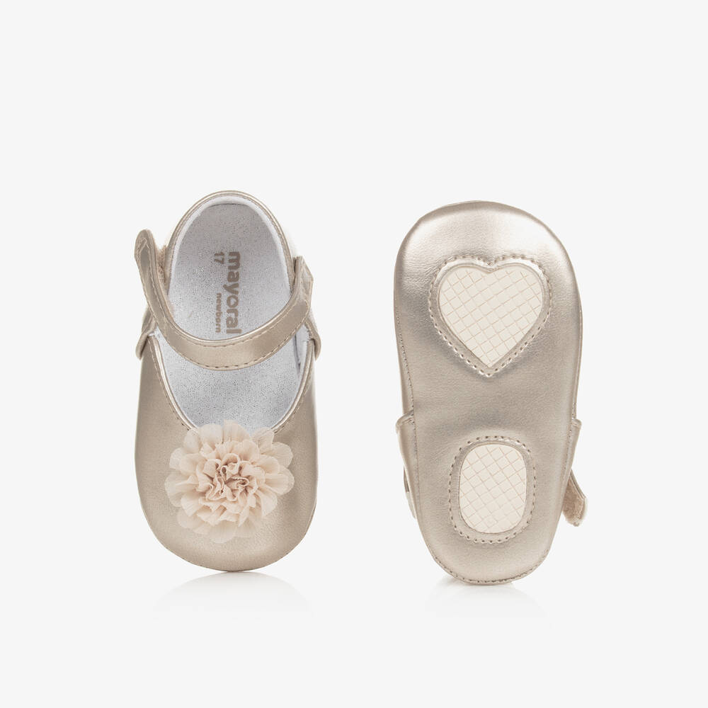 Mayoral-Baby Girls Gold Pre-Walker Shoes | Childrensalon Outlet