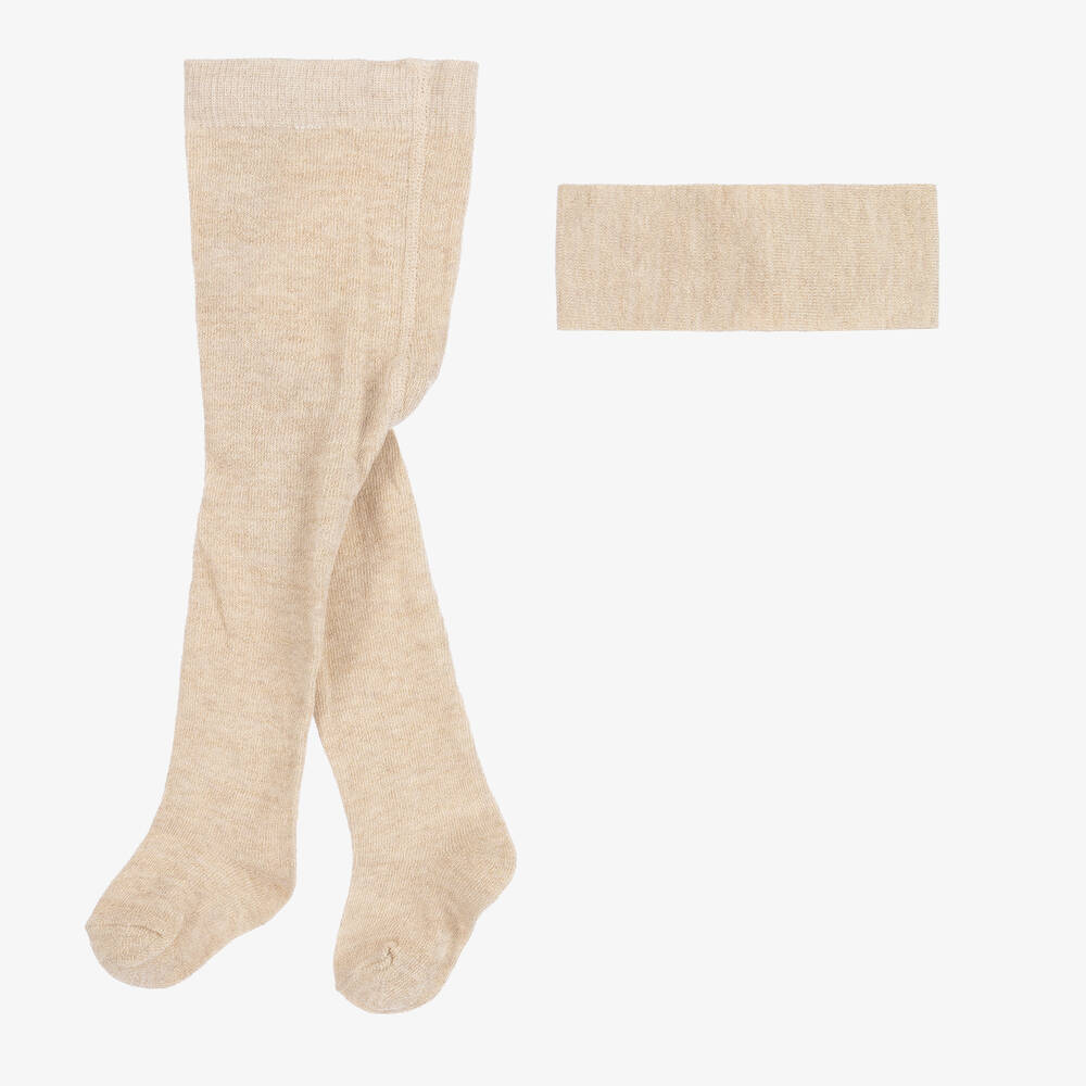 Mayoral Newborn Baby Girls Gold Tights Set