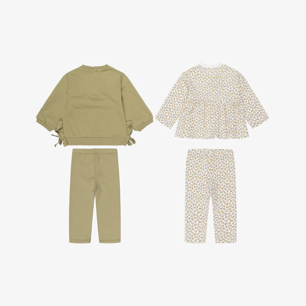 Mayoral Newborn-Baby Girls Green Cotton Jersey Leggings Sets (2 Pack) | Childrensalon Outlet