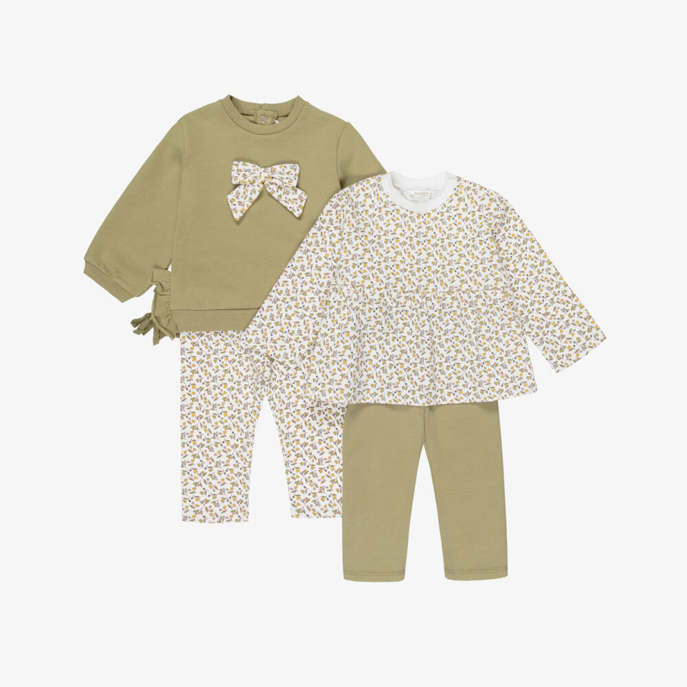 Mayoral Newborn-Baby Girls Green Cotton Jersey Leggings Sets (2 Pack) | Childrensalon Outlet