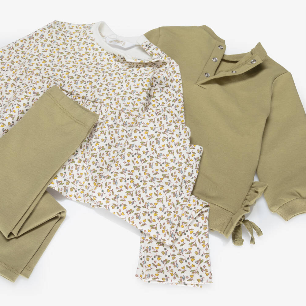 Mayoral Newborn-Baby Girls Green Cotton Jersey Leggings Sets (2 Pack) | Childrensalon Outlet