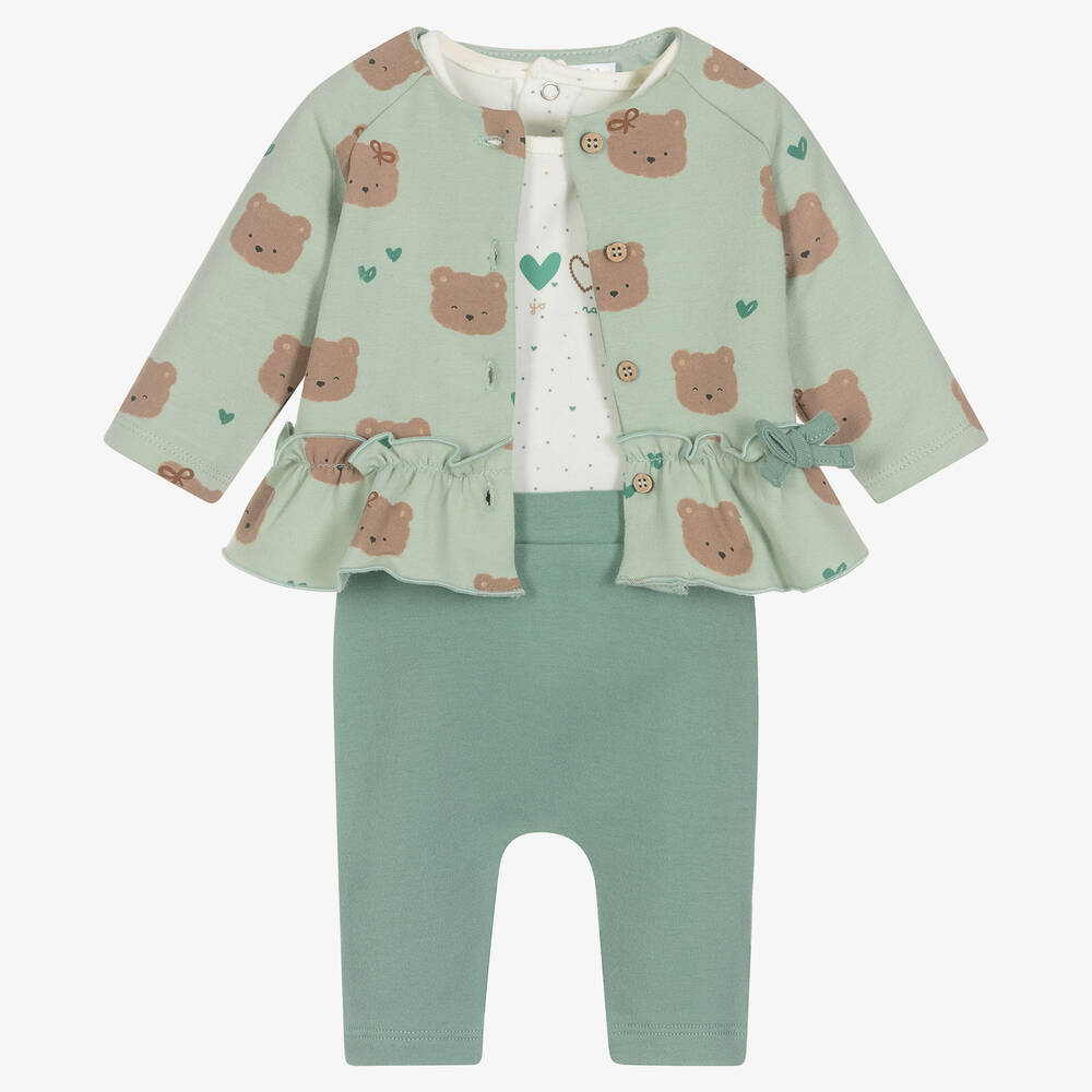 Mayoral Newborn - Baby Girls Green Trouser Set  | Childrensalon