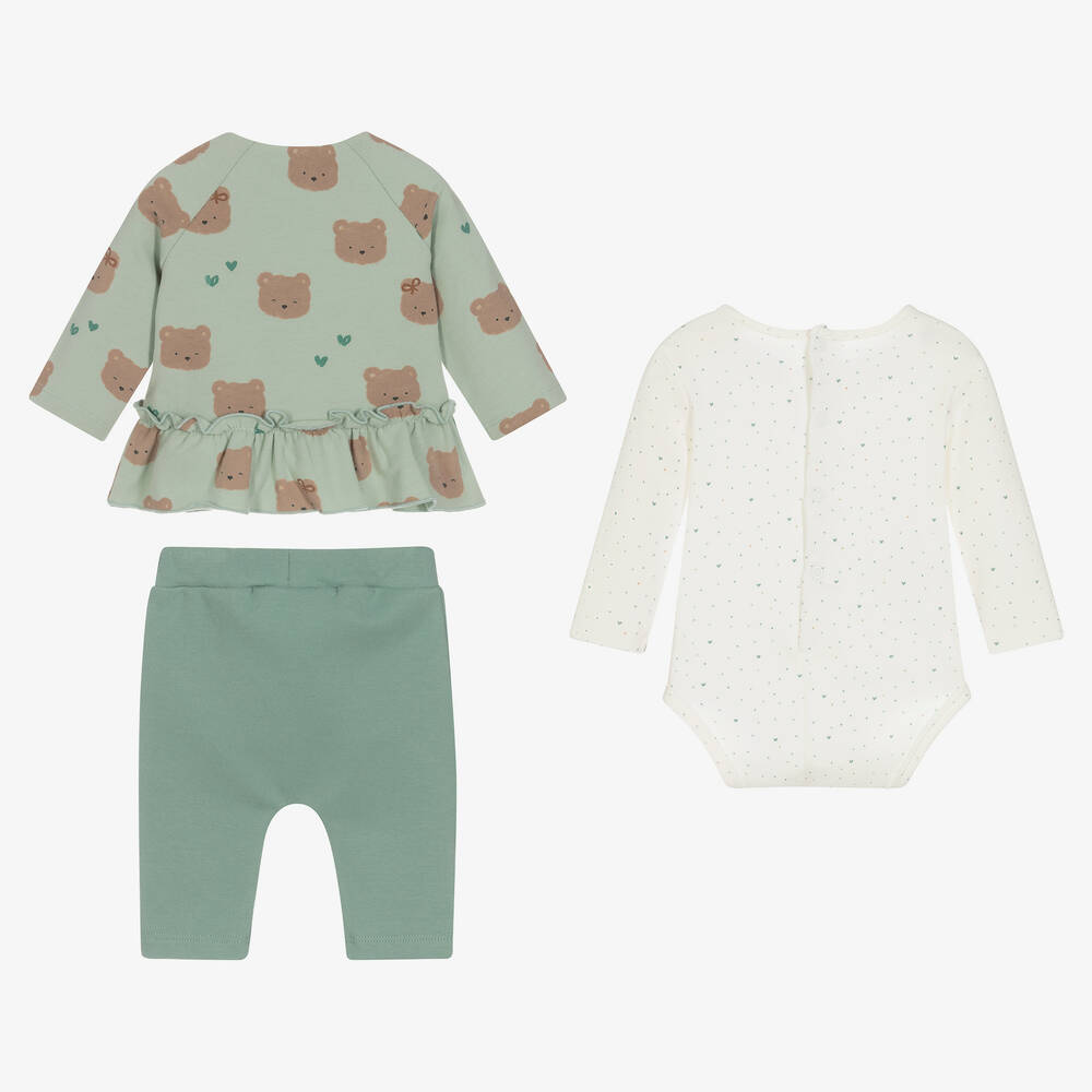 Mayoral Newborn-طقم بنطلون قطن جيرسي لون أخضر للمولودات | Childrensalon Outlet