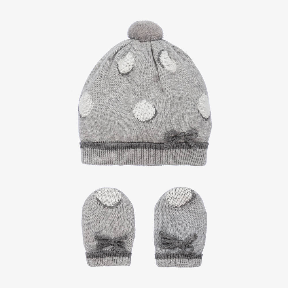 Mayoral Newborn - Ensemble bonnet gris bébé fille  | Childrensalon