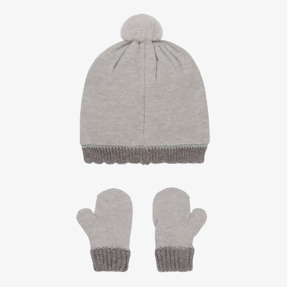 مايورال-طقم قبعة مزيج فيسكوز محبوك لون رمادي للمولودات | Childrensalon Outlet