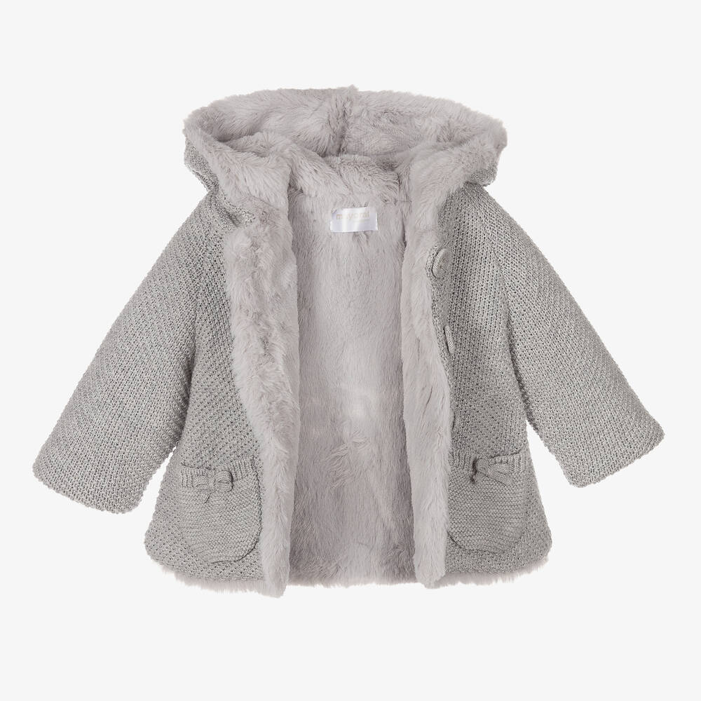 مايورال Newborn-معطف مزيج قطن محبوك لون رمادي للمولودات | Childrensalon Outlet