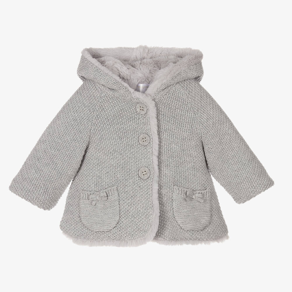 Mayoral Newborn - Grauer Strickmantel für Babys (M) | Childrensalon