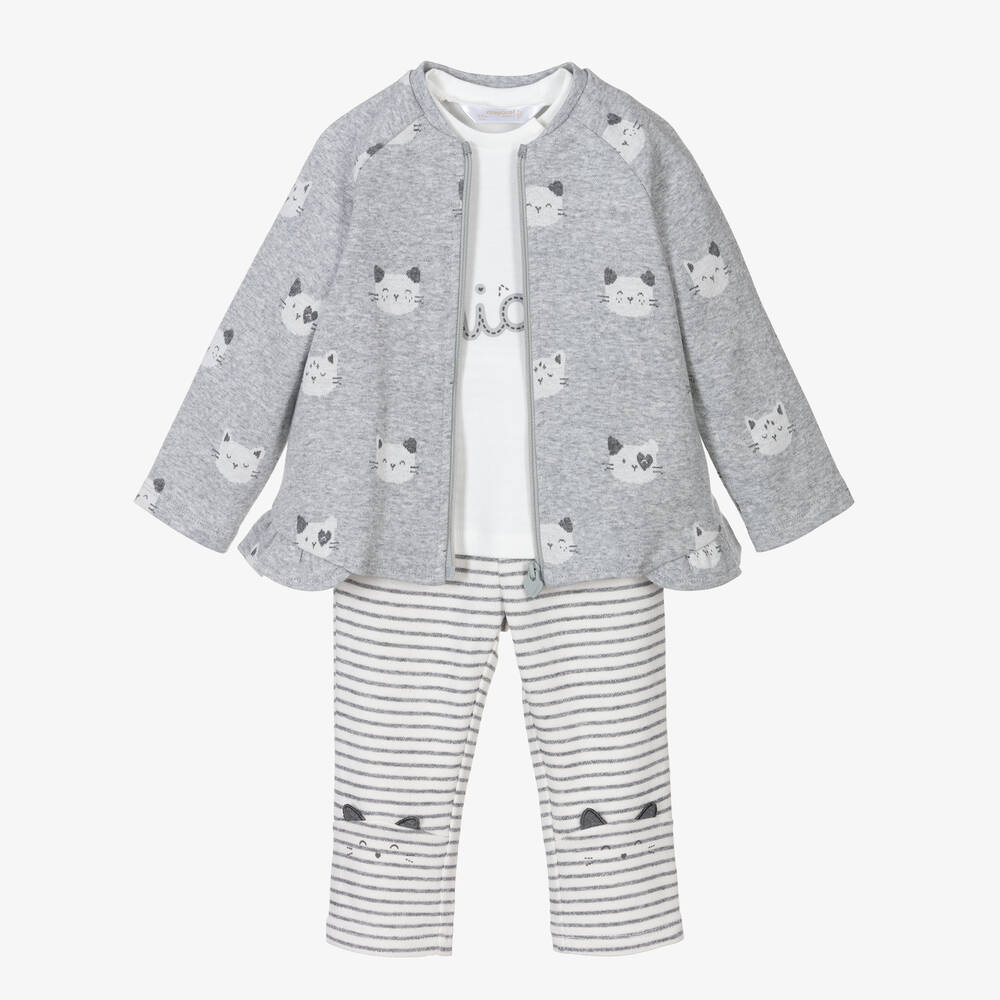 Mayoral Newborn - Baby Girls Grey Leggings Set  | Childrensalon