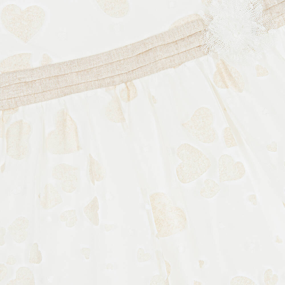 Mayoral-Кремовое платье из органзы с бежевыми сердечками | Childrensalon Outlet