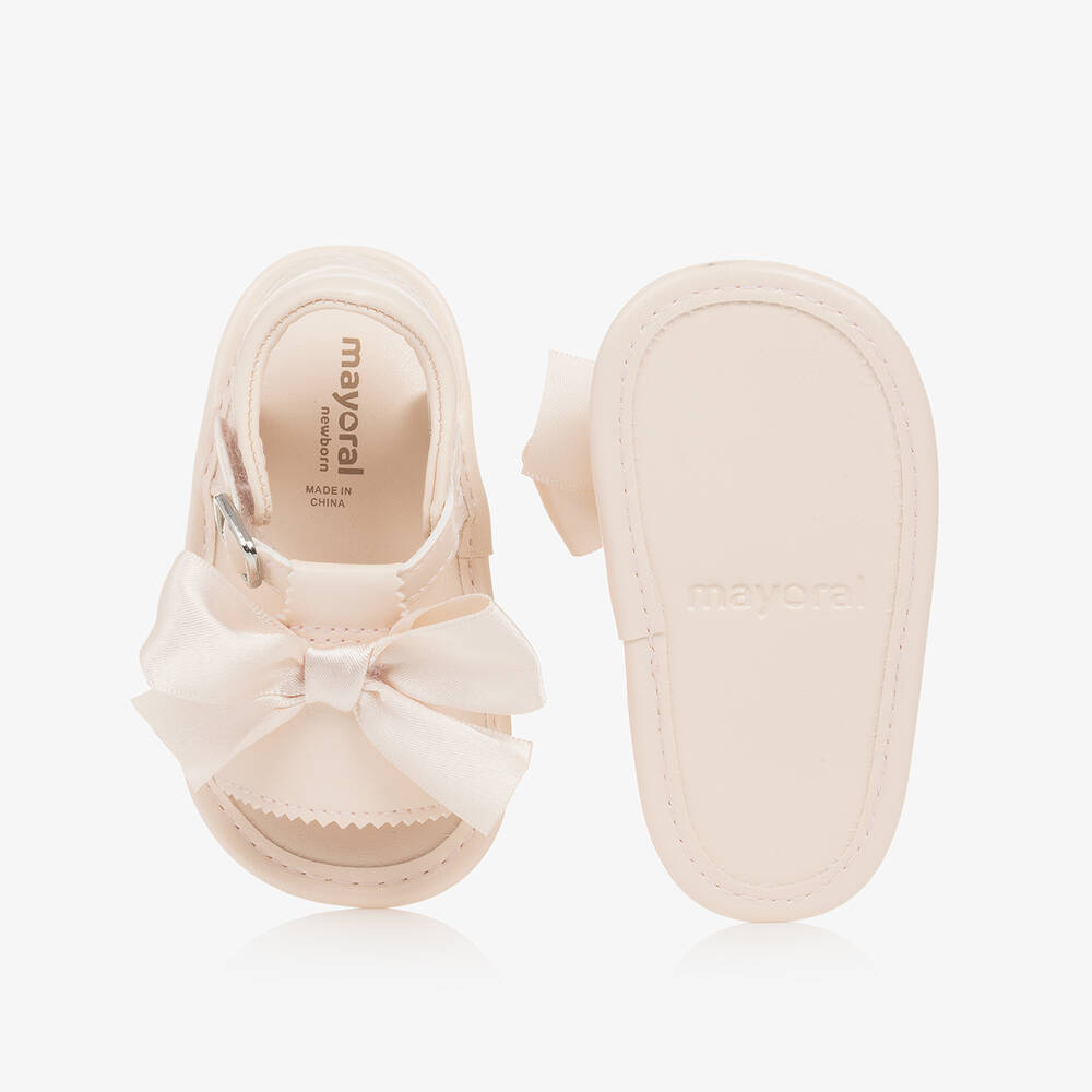 Mayoral Newborn-Baby Girls Ivory Bow Pre-Walker Sandals | Childrensalon Outlet