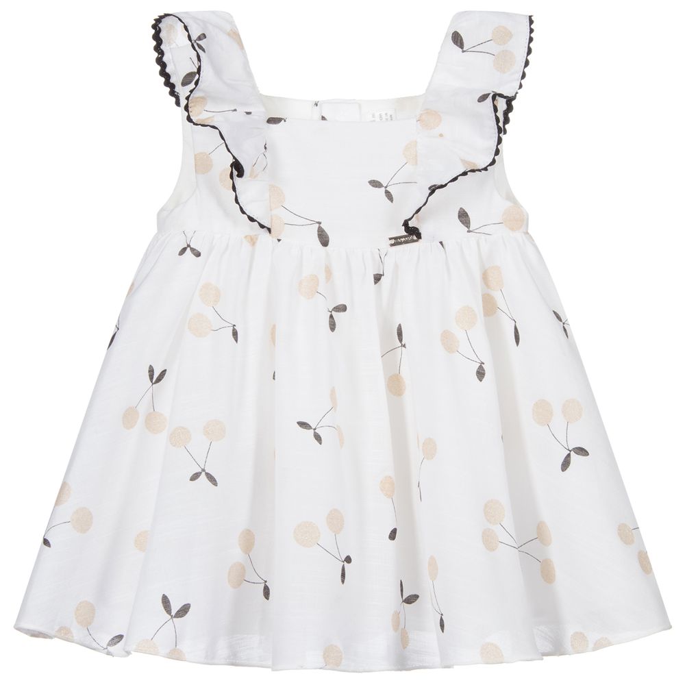 Mayoral Newborn - Кремовое платье с вишнями для девочек | Childrensalon