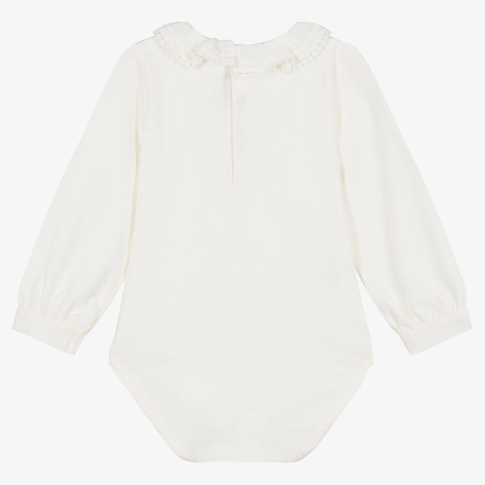 Mayoral-Baby Girls Ivory Cotton Jersey Bodysuit | Childrensalon Outlet