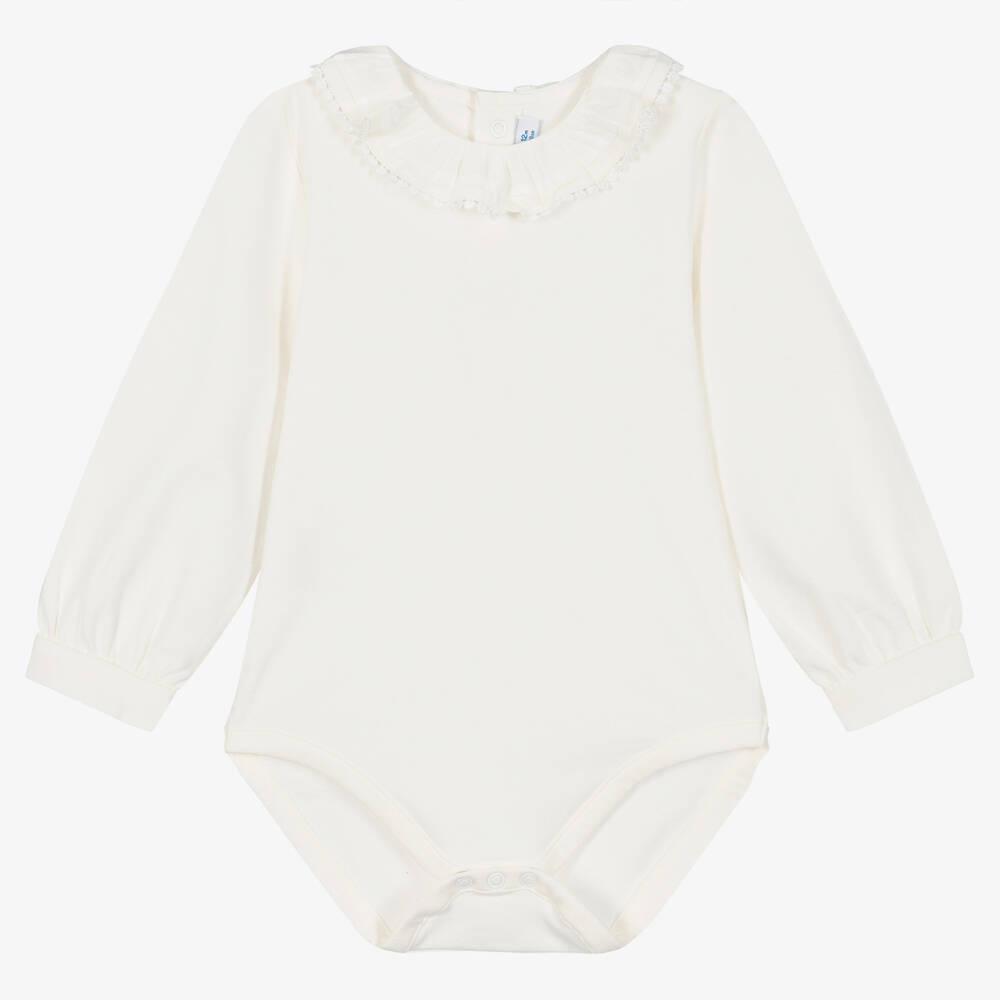 Mayoral - Baby Girls Ivory Cotton Jersey Bodysuit | Childrensalon