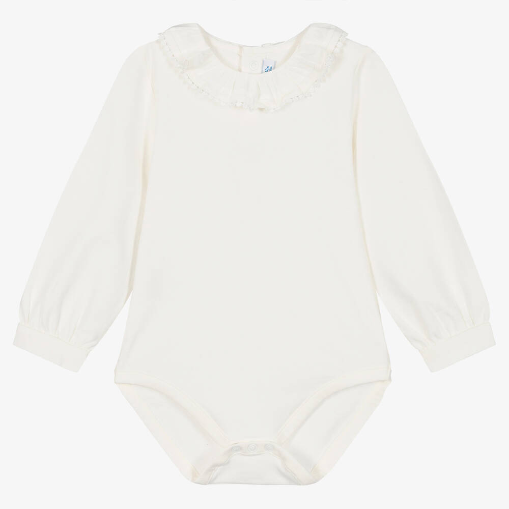 Mayoral-Baby Girls Ivory Cotton Jersey Bodysuit | Childrensalon Outlet