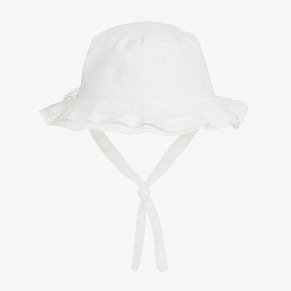 Mayoral Newborn-Baby Girls Ivory Cotton & Linen Sun Hat | Childrensalon Outlet