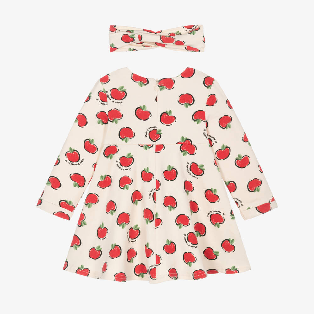 Mayoral Newborn-Baby Girls Ivory Cotton Red Apples Dress Set | Childrensalon Outlet