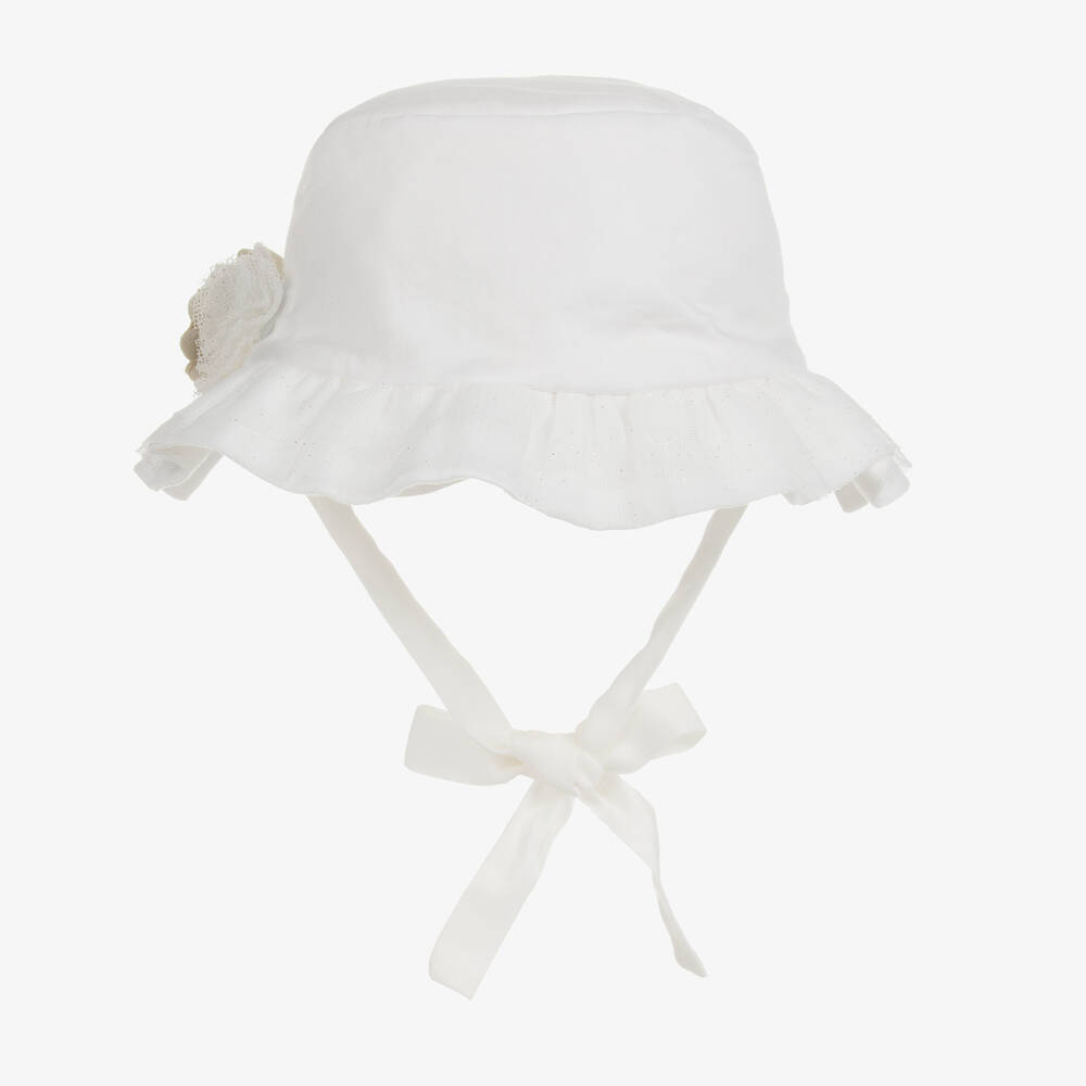 Mayoral-Baby Girls Ivory Cotton Sun Hat | Childrensalon Outlet