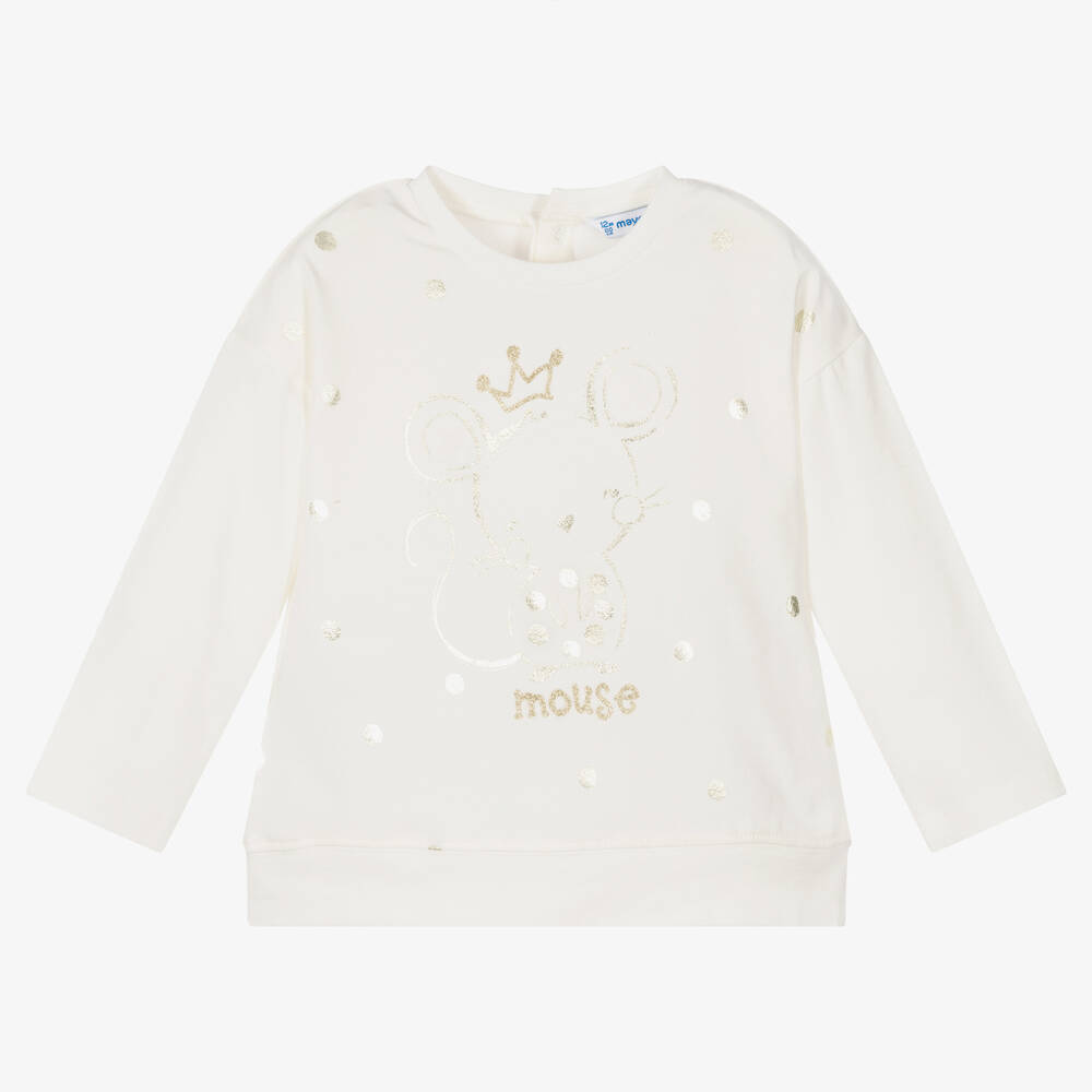 Mayoral-Кремовый хлопковый топ для малышек | Childrensalon Outlet