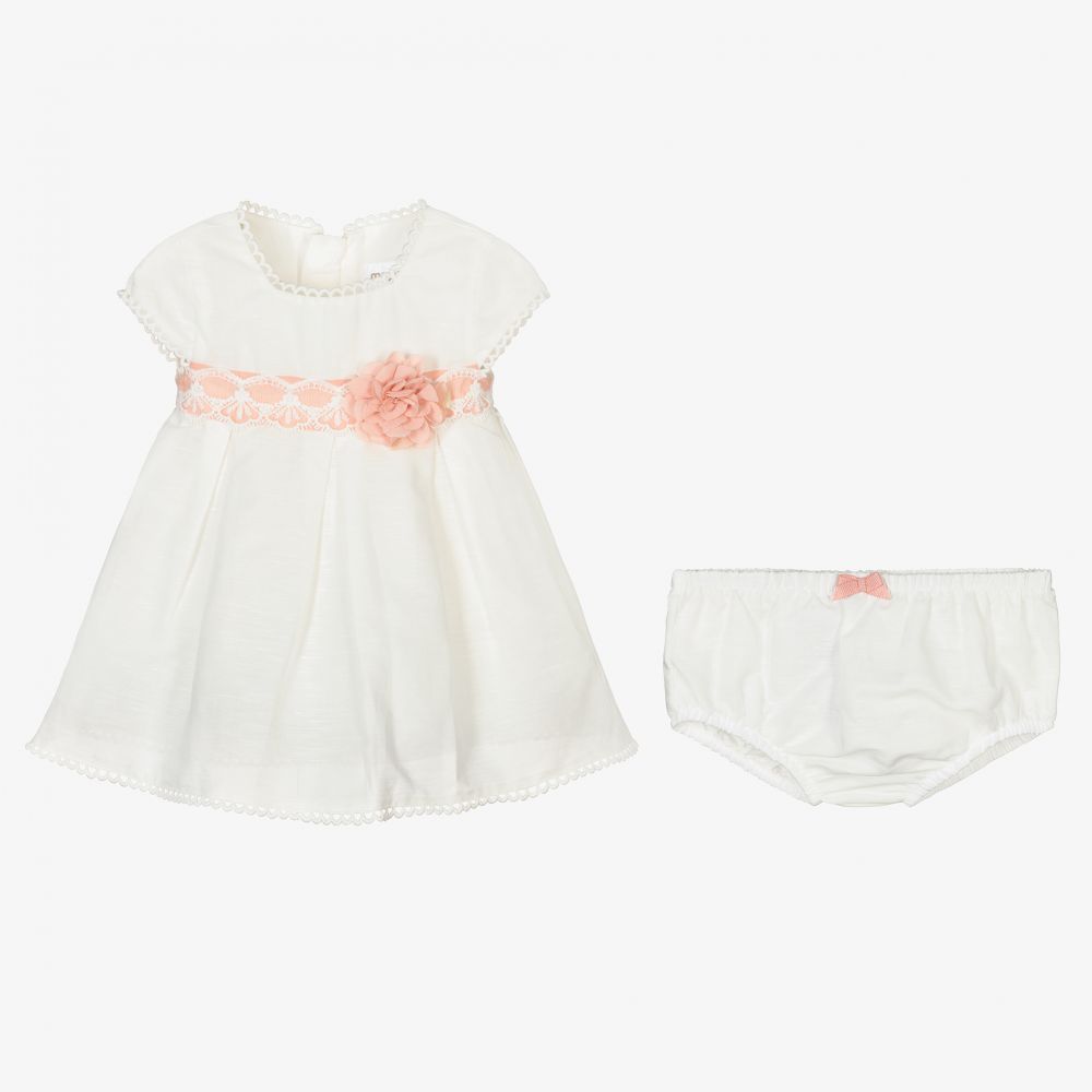 Mayoral Newborn Baby Girls Ivory Dress Set Childrensalon Outlet