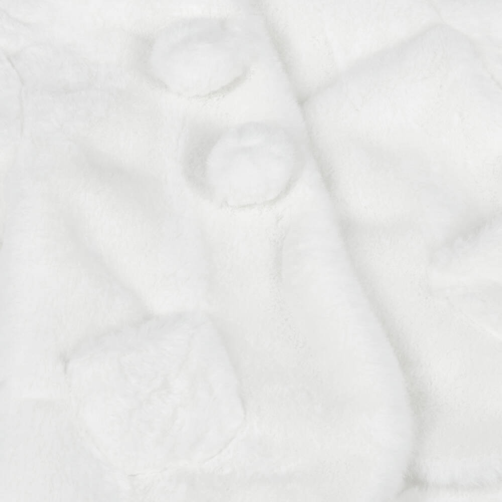 Mayoral Newborn-Baby Girls Ivory Faux Fur Coat with Pom-Poms | Childrensalon Outlet