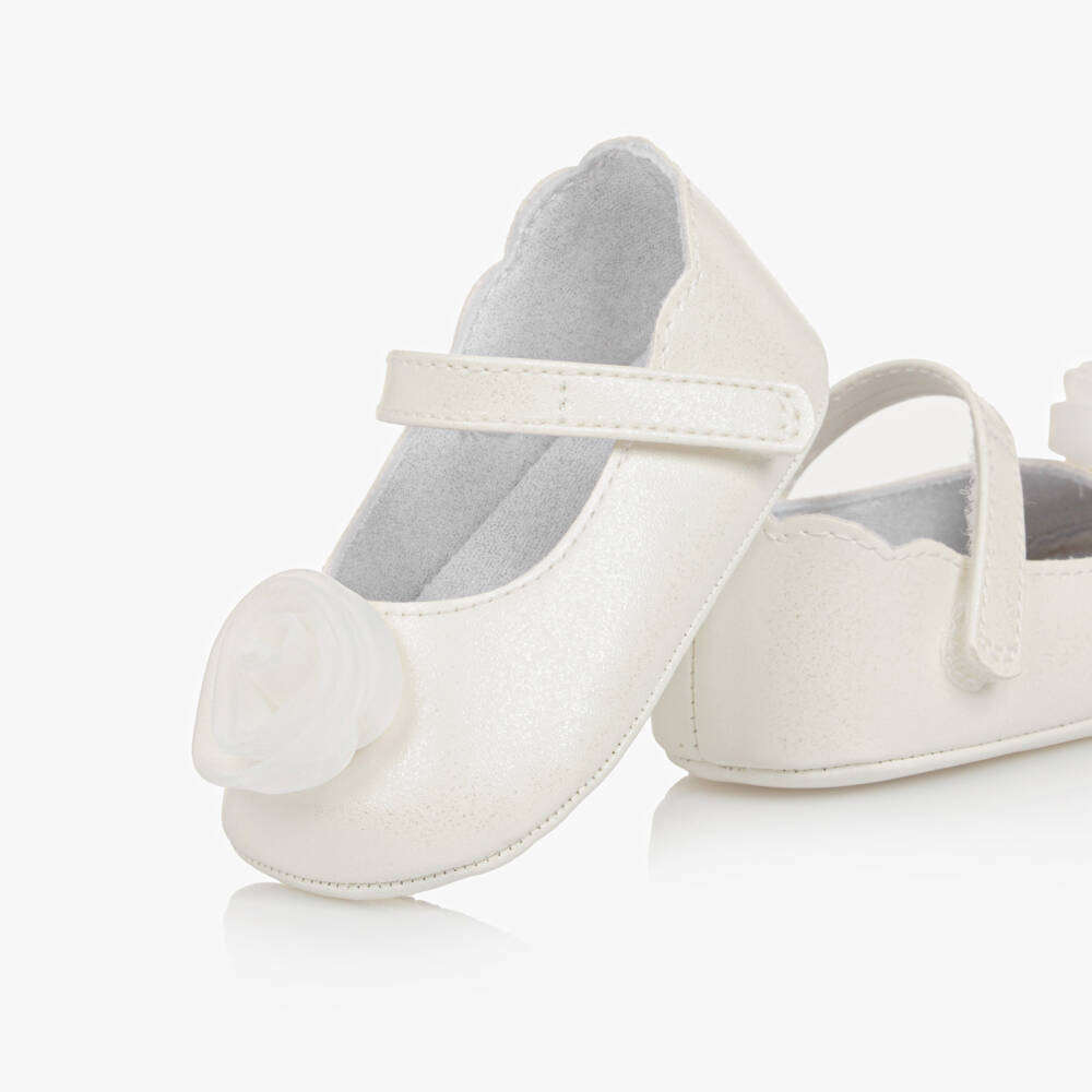 Mayoral Newborn-Baby Girls Ivory Flower Pre-Walker Shoes | Childrensalon Outlet
