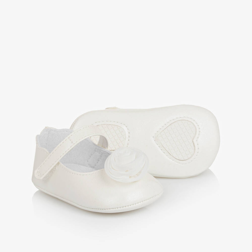 Mayoral Newborn-Baby Girls Ivory Flower Pre-Walker Shoes | Childrensalon Outlet