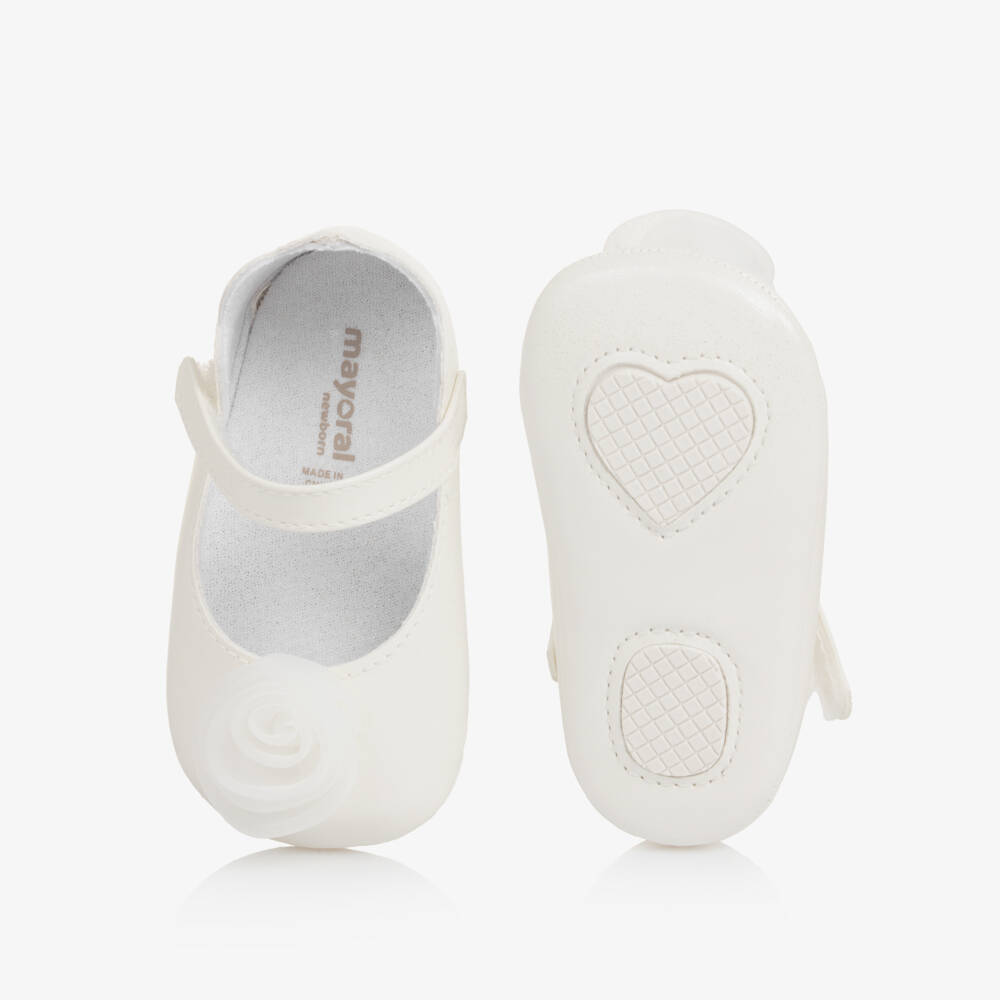 Mayoral Для новорожденных-Baby Girls Ivory Flower Pre-Walker Shoes | Childrensalon Outlet