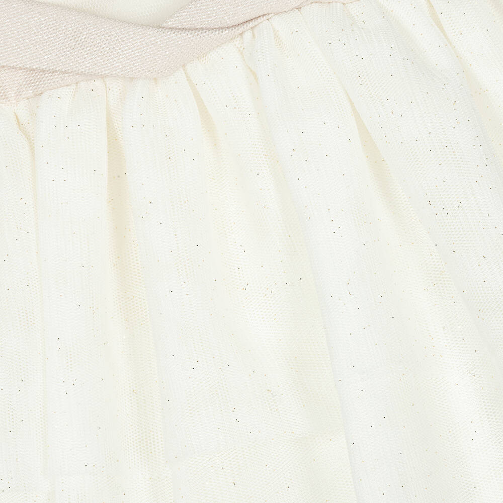 Mayoral-Baby Girls Ivory Glitter Tulle Dress | Childrensalon Outlet