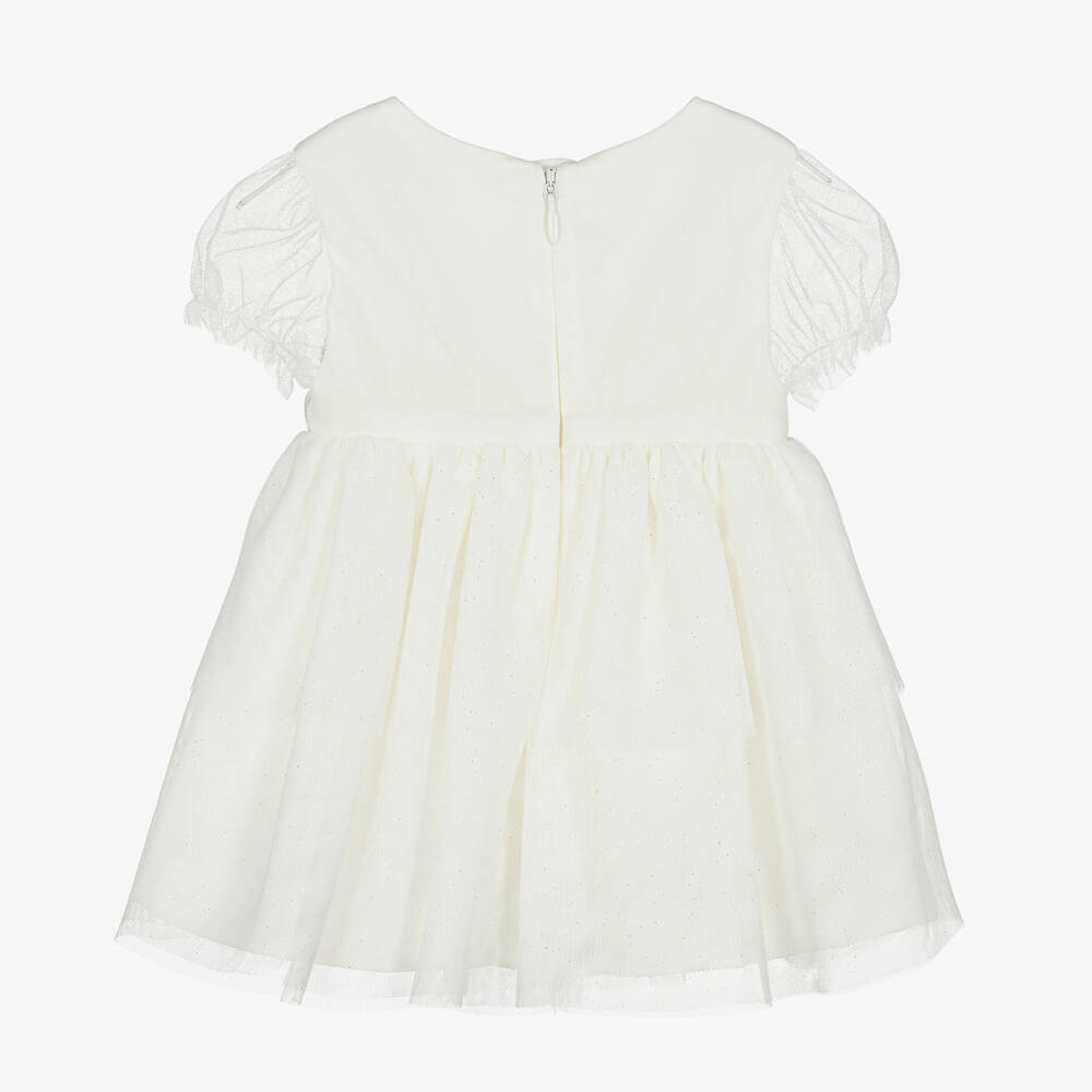 Mayoral-Baby Girls Ivory Glitter Tulle Dress | Childrensalon Outlet