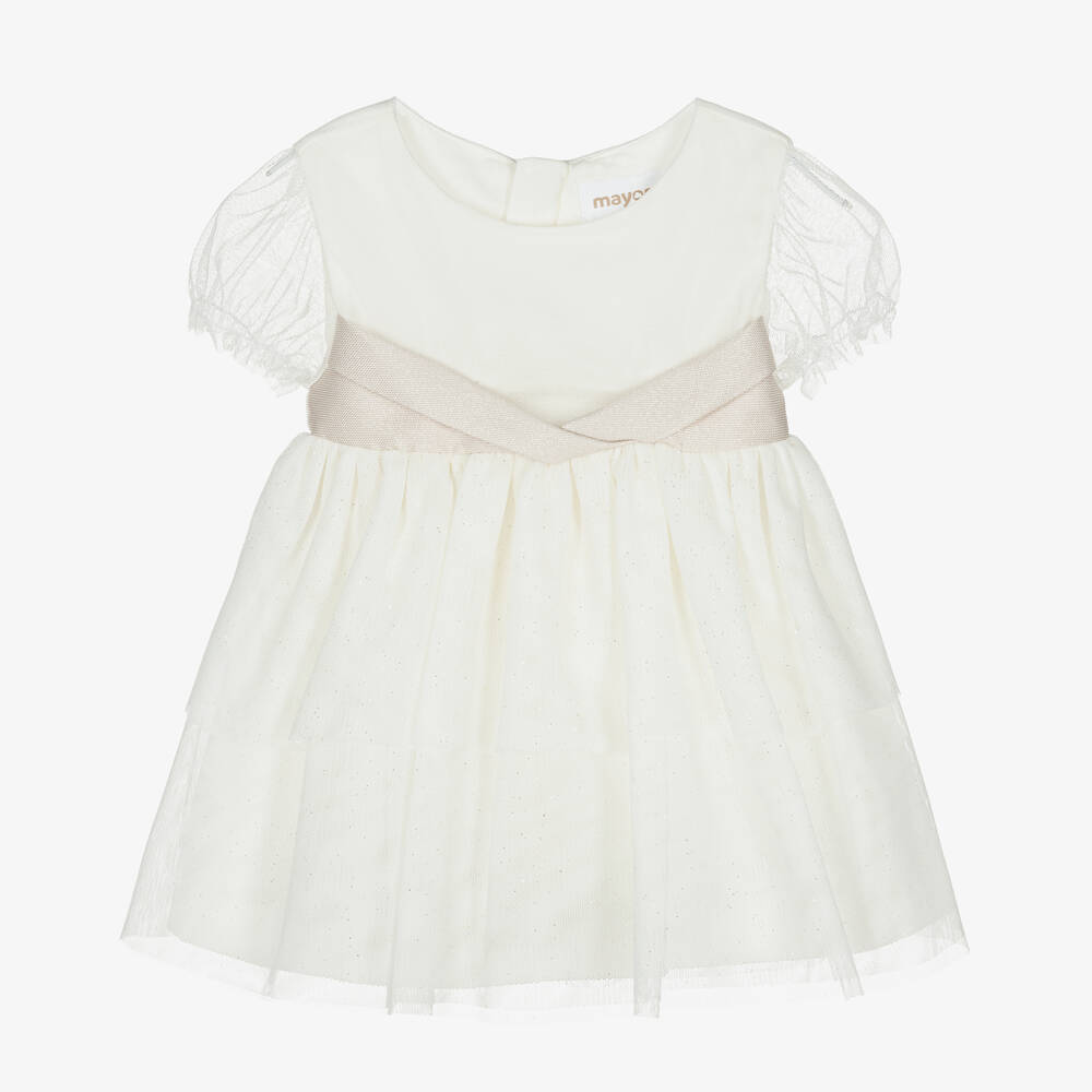 Mayoral - Robe ivoire en tulle pailleté bébé | Childrensalon