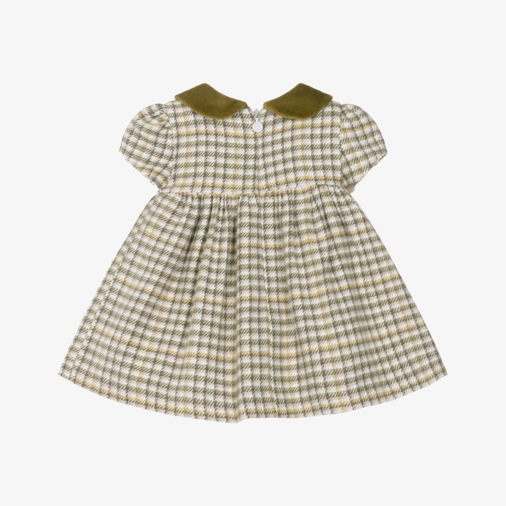 Mayoral Newborn-Baby Girls Ivory & Green Check Dress | Childrensalon Outlet