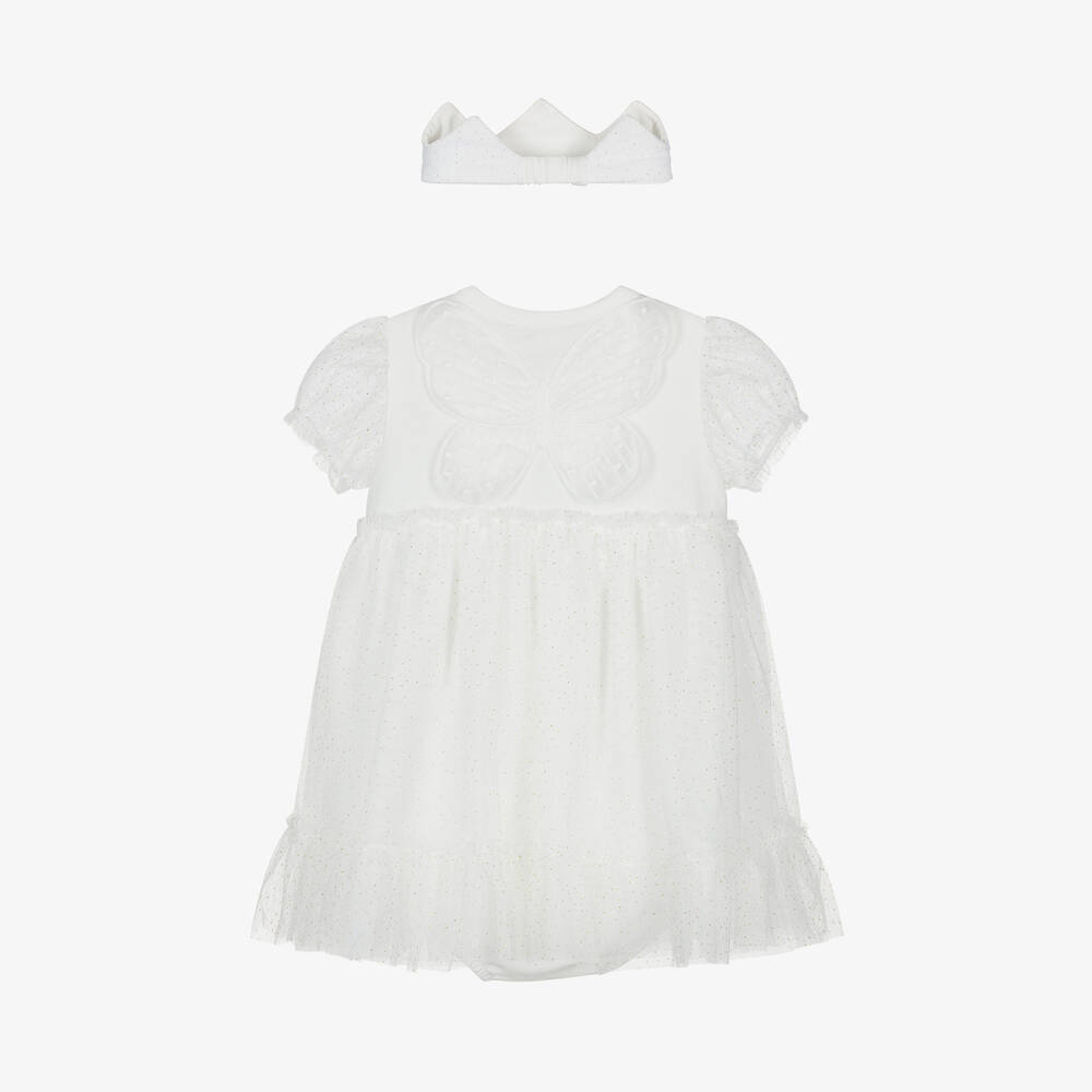 Mayoral Для новорожденных-Baby Girls Ivory Jersey & Tulle Dress Set | Childrensalon Outlet