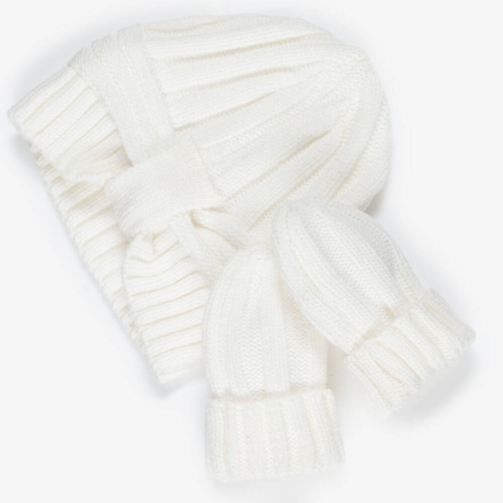 Mayoral Для новорожденных-Baby Girls Ivory Knitted Hat & Mittens Set | Childrensalon Outlet