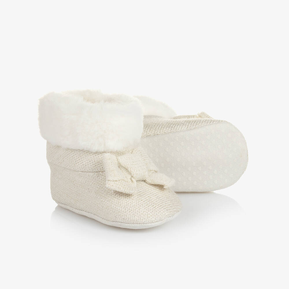 Mayoral - Baby Girls Ivory Knitted Pre-Walkers | Childrensalon