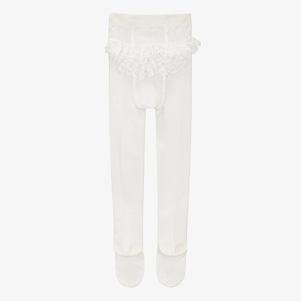 Mayoral - Collants dentelle ivoire froufrous | Childrensalon