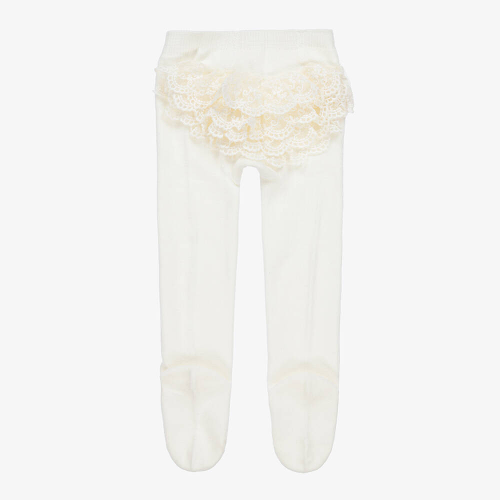 Mayoral - Baby Girls Ivory Lace Tights