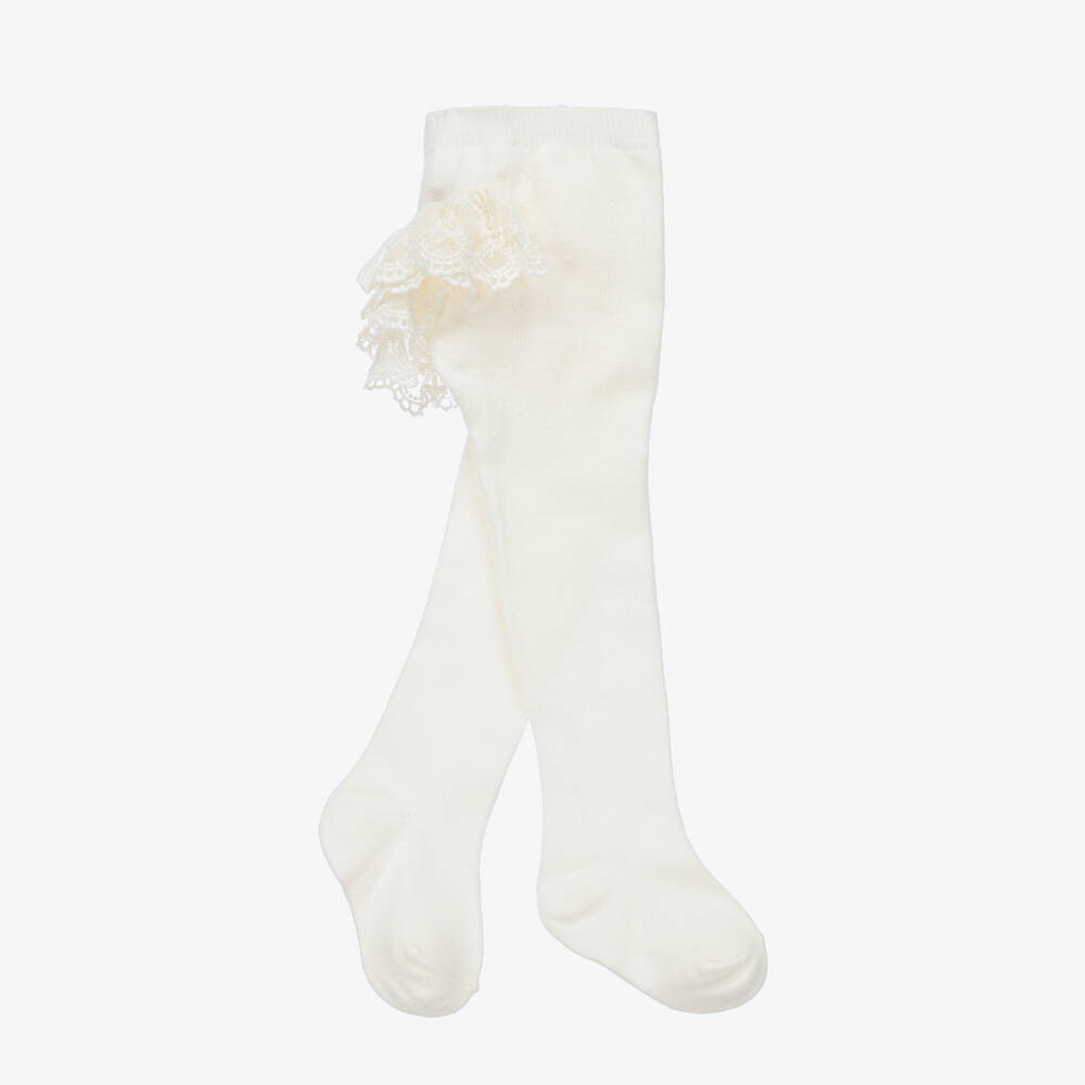 Mayoral - Baby Girls Ivory Lace Tights | Childrensalon