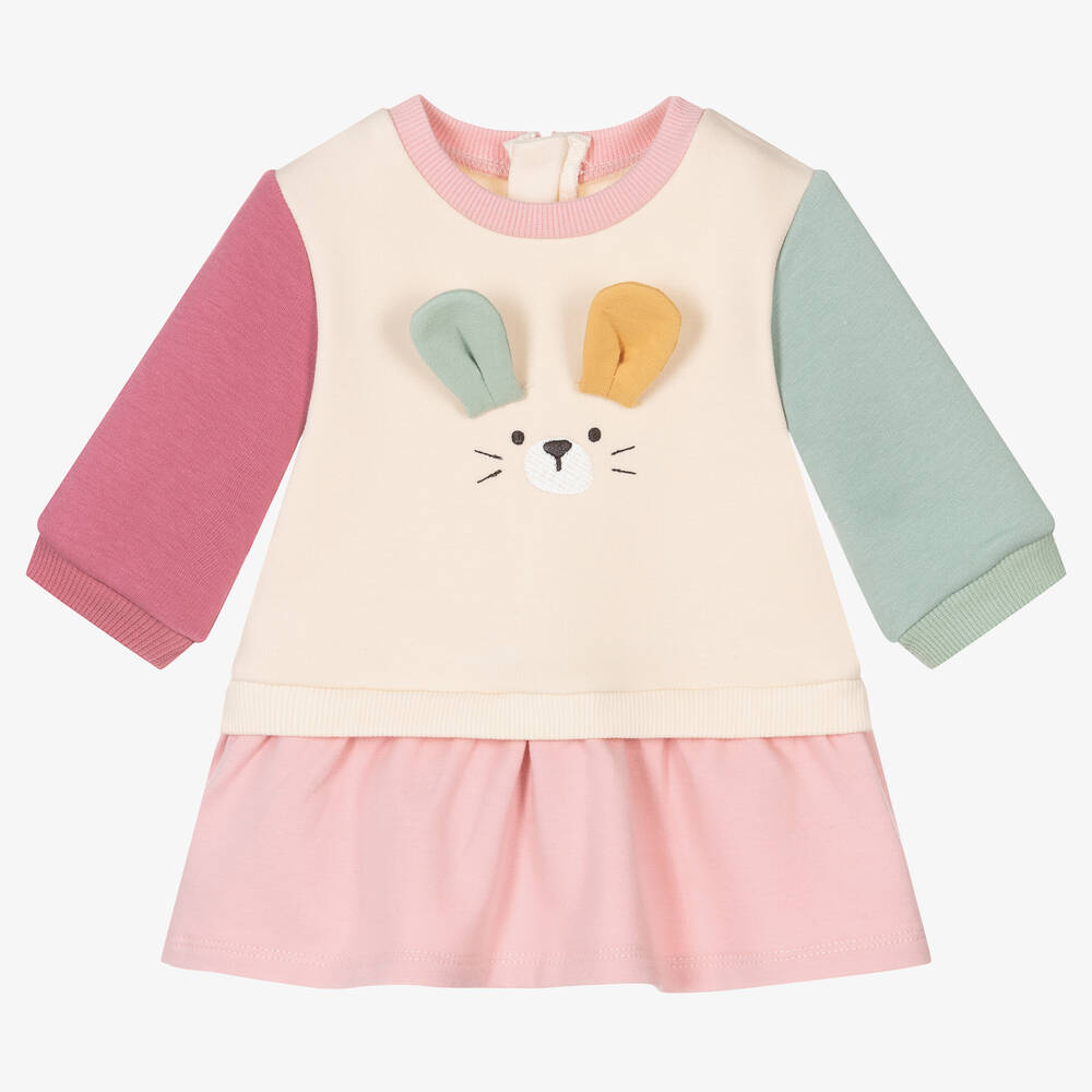 Mayoral - Baby Girls Ivory & Pink Bunny Dress | Childrensalon